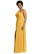 Alt View 2 Thumbnail - NYC Yellow Diamond Halter Maxi Dress with Adjustable Straps