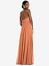 Rear View Thumbnail - Sweet Melon Diamond Halter Maxi Dress with Adjustable Straps