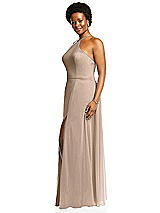 Alt View 2 Thumbnail - Topaz Diamond Halter Maxi Dress with Adjustable Straps