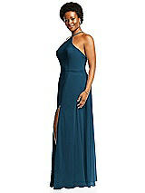 Alt View 2 Thumbnail - Atlantic Blue Diamond Halter Maxi Dress with Adjustable Straps