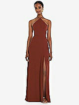 Front View Thumbnail - Auburn Moon Diamond Halter Maxi Dress with Adjustable Straps