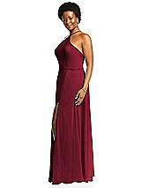 Alt View 2 Thumbnail - Burgundy Diamond Halter Maxi Dress with Adjustable Straps