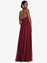 Rear View Thumbnail - Burgundy Diamond Halter Maxi Dress with Adjustable Straps