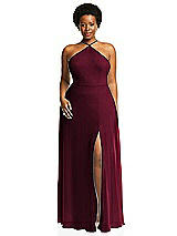 Alt View 1 Thumbnail - Cabernet Diamond Halter Maxi Dress with Adjustable Straps