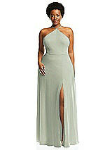 Alt View 1 Thumbnail - Celadon Diamond Halter Maxi Dress with Adjustable Straps