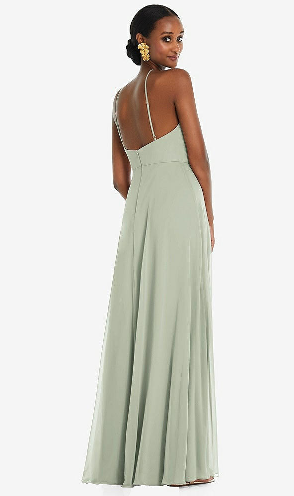 Back View - Celadon Diamond Halter Maxi Dress with Adjustable Straps