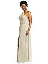 Alt View 2 Thumbnail - Champagne Diamond Halter Maxi Dress with Adjustable Straps