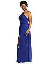 Alt View 2 Thumbnail - Cobalt Blue Diamond Halter Maxi Dress with Adjustable Straps