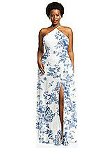 Alt View 1 Thumbnail - Cottage Rose Dusk Blue Diamond Halter Maxi Dress with Adjustable Straps