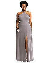 Alt View 1 Thumbnail - Cashmere Gray Diamond Halter Maxi Dress with Adjustable Straps