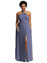 Alt View 1 Thumbnail - French Blue Diamond Halter Maxi Dress with Adjustable Straps