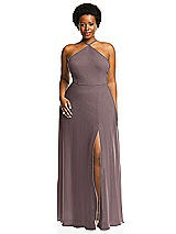 Alt View 1 Thumbnail - French Truffle Diamond Halter Maxi Dress with Adjustable Straps