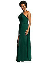 Alt View 2 Thumbnail - Hunter Green Diamond Halter Maxi Dress with Adjustable Straps