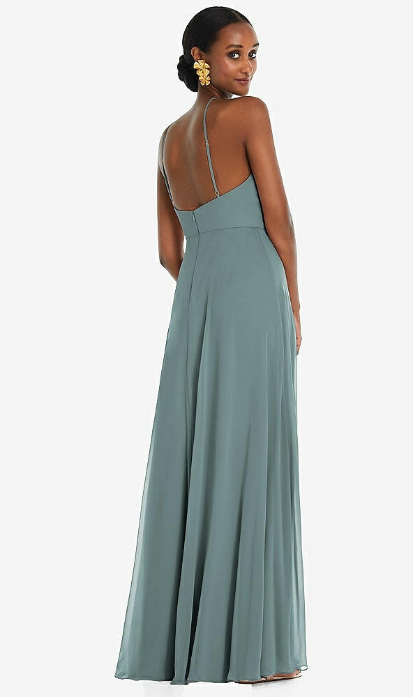 Back View - Icelandic Diamond Halter Maxi Dress with Adjustable Straps