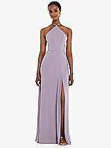 Front View Thumbnail - Lilac Haze Diamond Halter Maxi Dress with Adjustable Straps