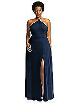 Alt View 1 Thumbnail - Midnight Navy Diamond Halter Maxi Dress with Adjustable Straps