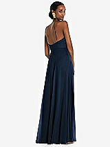 Rear View Thumbnail - Midnight Navy Diamond Halter Maxi Dress with Adjustable Straps