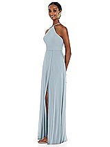 Side View Thumbnail - Mist Diamond Halter Maxi Dress with Adjustable Straps