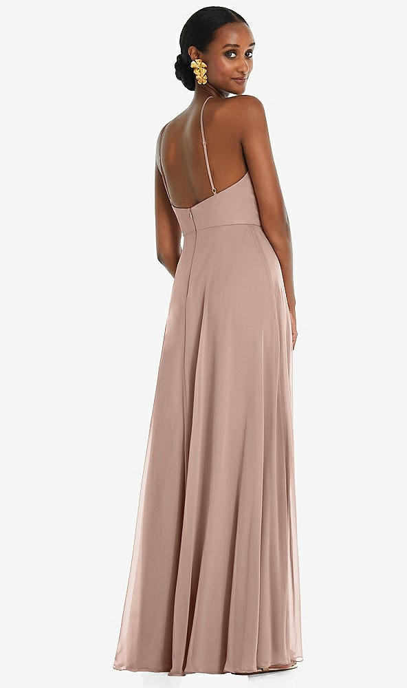 Back View - Neu Nude Diamond Halter Maxi Dress with Adjustable Straps