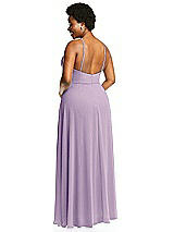 Alt View 3 Thumbnail - Pale Purple Diamond Halter Maxi Dress with Adjustable Straps