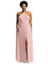 Alt View 1 Thumbnail - Rose - PANTONE Rose Quartz Diamond Halter Maxi Dress with Adjustable Straps