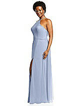 Alt View 2 Thumbnail - Sky Blue Diamond Halter Maxi Dress with Adjustable Straps