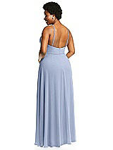 Alt View 3 Thumbnail - Sky Blue Diamond Halter Maxi Dress with Adjustable Straps