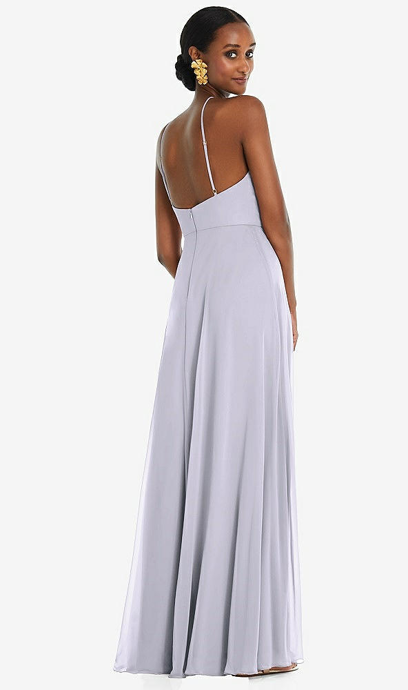 Back View - Silver Dove Diamond Halter Maxi Dress with Adjustable Straps