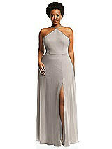 Alt View 1 Thumbnail - Taupe Diamond Halter Maxi Dress with Adjustable Straps