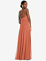 Rear View Thumbnail - Terracotta Copper Diamond Halter Maxi Dress with Adjustable Straps