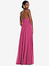 Rear View Thumbnail - Tea Rose Diamond Halter Maxi Dress with Adjustable Straps