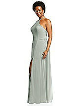 Alt View 2 Thumbnail - Willow Green Diamond Halter Maxi Dress with Adjustable Straps