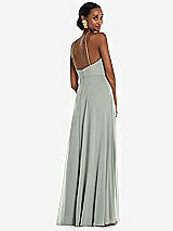 Rear View Thumbnail - Willow Green Diamond Halter Maxi Dress with Adjustable Straps