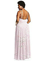 Alt View 3 Thumbnail - Watercolor Print Diamond Halter Maxi Dress with Adjustable Straps