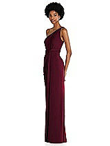 Side View Thumbnail - Cabernet One-Shoulder Twist Draped Maxi Dress