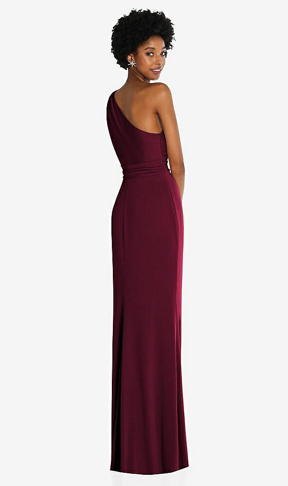 Back View - Cabernet One-Shoulder Twist Draped Maxi Dress