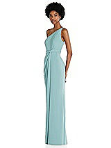 Side View Thumbnail - Canal Blue One-Shoulder Twist Draped Maxi Dress