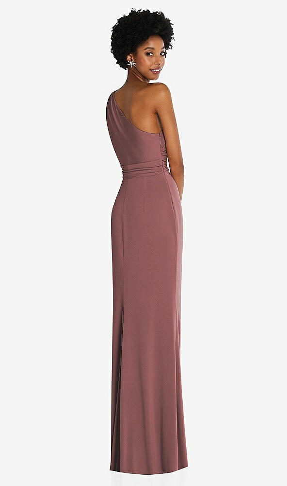 Back View - English Rose One-Shoulder Twist Draped Maxi Dress