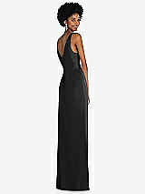 Alt View 3 Thumbnail - Black Faux Wrap Whisper Satin Maxi Dress with Draped Tulip Skirt