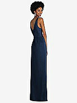 Alt View 3 Thumbnail - Midnight Navy Faux Wrap Whisper Satin Maxi Dress with Draped Tulip Skirt