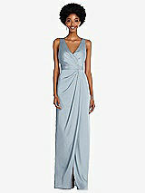 Alt View 1 Thumbnail - Mist Faux Wrap Whisper Satin Maxi Dress with Draped Tulip Skirt