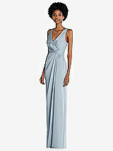 Alt View 2 Thumbnail - Mist Faux Wrap Whisper Satin Maxi Dress with Draped Tulip Skirt