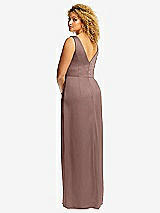 Rear View Thumbnail - Sienna Faux Wrap Whisper Satin Maxi Dress with Draped Tulip Skirt