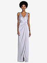 Alt View 1 Thumbnail - Silver Dove Faux Wrap Whisper Satin Maxi Dress with Draped Tulip Skirt