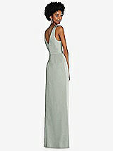 Alt View 3 Thumbnail - Willow Green Faux Wrap Whisper Satin Maxi Dress with Draped Tulip Skirt