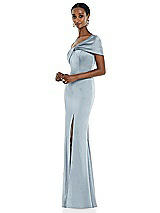 Side View Thumbnail - Mist Twist Cuff One-Shoulder Princess Line Trumpet Gown