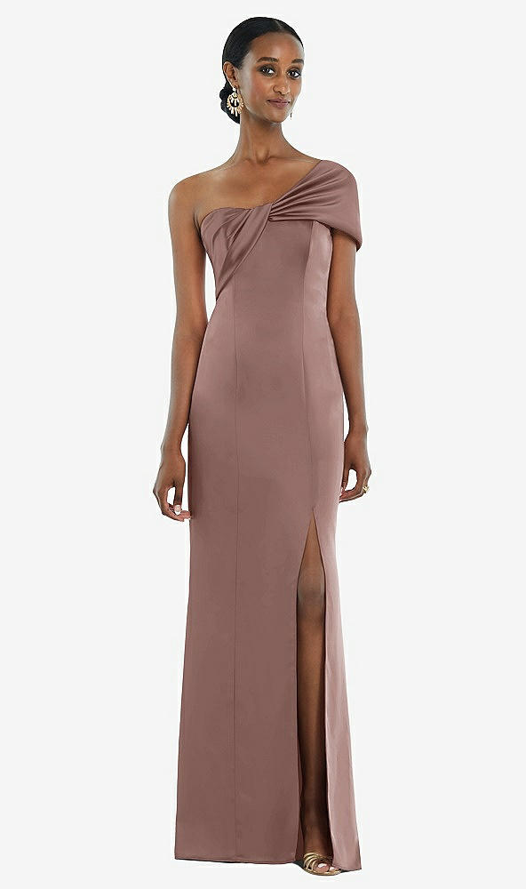 Front View - Sienna Twist Cuff One-Shoulder Princess Line Trumpet Gown