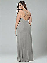 Alt View 2 Thumbnail - Chelsea Gray Faux Wrap Criss Cross Back Maxi Dress with Adjustable Straps