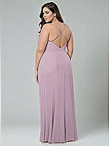 Alt View 2 Thumbnail - Suede Rose Faux Wrap Criss Cross Back Maxi Dress with Adjustable Straps