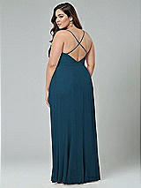 Alt View 2 Thumbnail - Atlantic Blue Faux Wrap Criss Cross Back Maxi Dress with Adjustable Straps